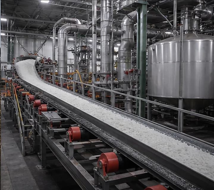 Chemical process plant with powder transfer and process conveying