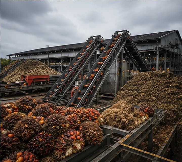 Palm oil processing fruit and fibre conveying application