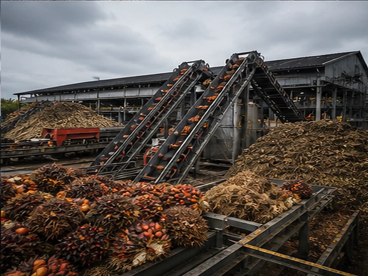 Palm oil processing fruit and fibre conveying application