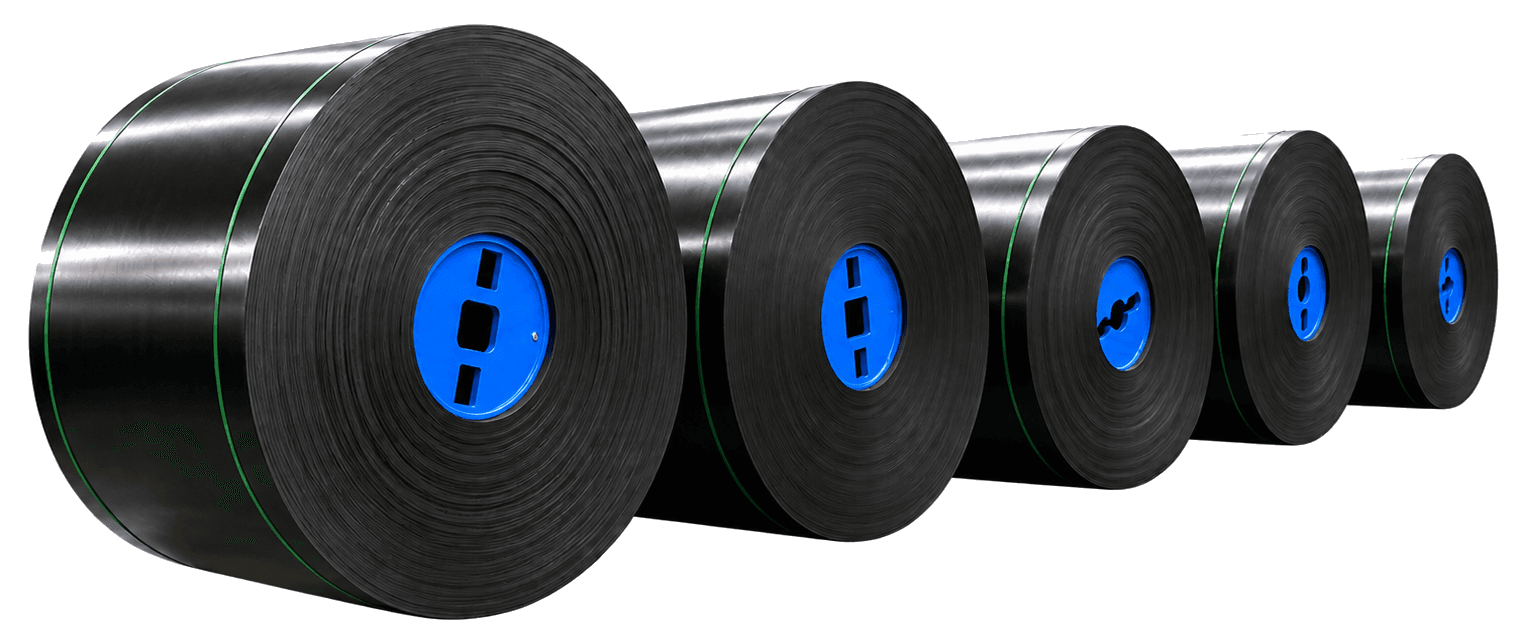Conveyor belt rolls for belt conveyor applications
